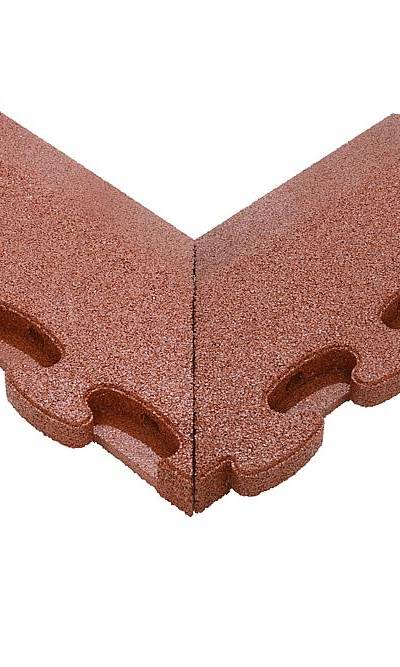 Puzzle Mat 3D Eckplatte neg. angeschrägt m. Zwischenelement 45 mm rotbraun