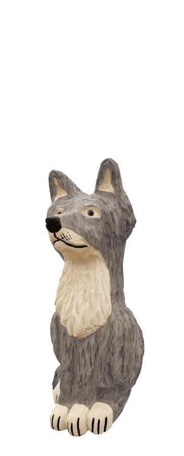 Schnitzfigur Wolf sitzend -