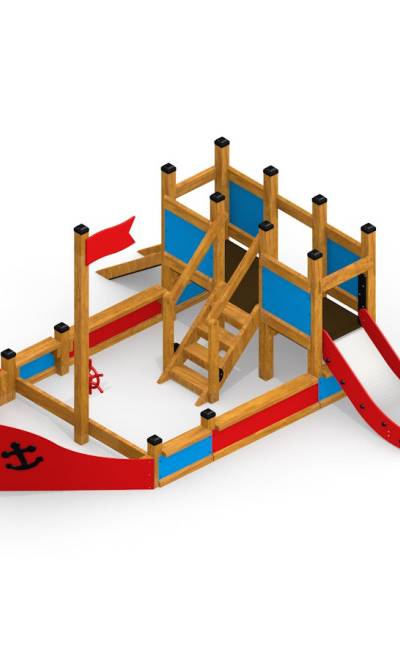 Kleines Schiff Sandkasten mit Rutsche