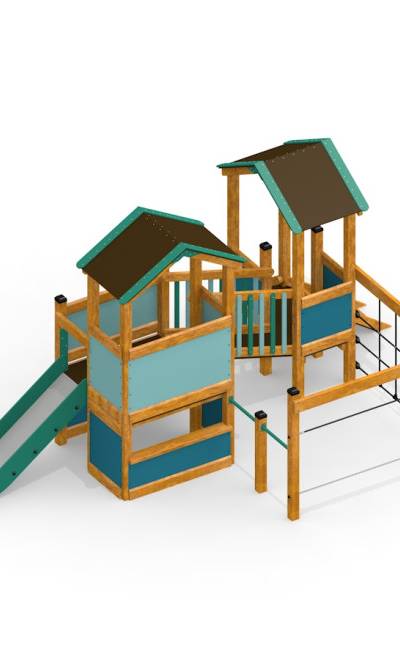 Bastei Spielhaus mit Kletternetz und Rutsche