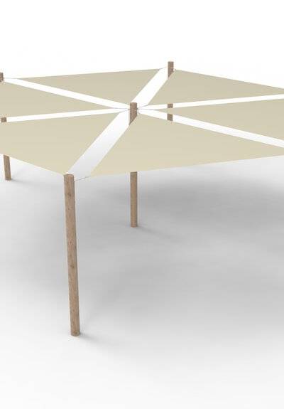 PE-Sonnensegel-System 6 Segel (3x3x3 m) + 7 Pfosten