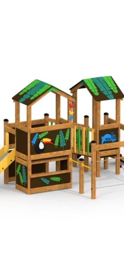 Dschungel Spielhaus mit Rutsche