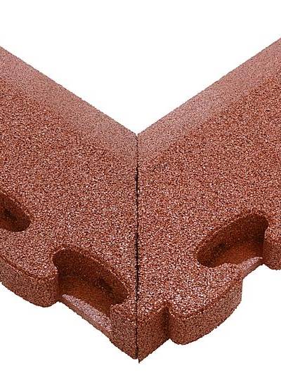 Puzzle Mat 3D Eckplatte neg. angeschrägt m. Zwischenelement 60 mm rotbraun