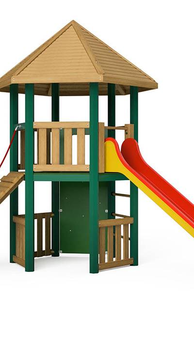 Spielturm-Kombination Holz/Aluminium