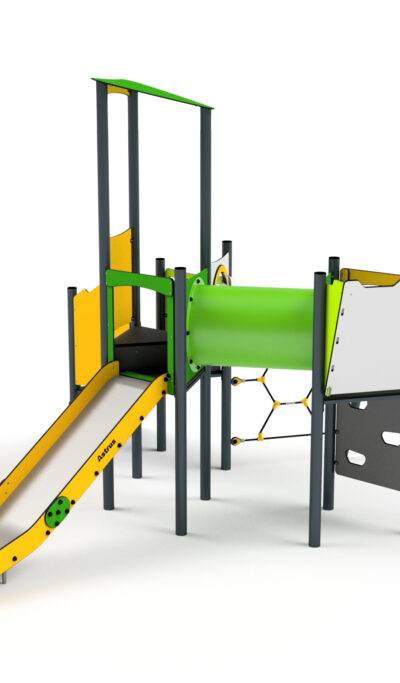 11057 Turm mit Rutsche, Kletterwand, Tunnel, Netz, Kletterwand und Spielwand