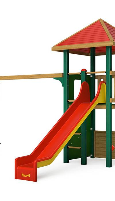 Spielturm-Kombination Holz/Aluminium