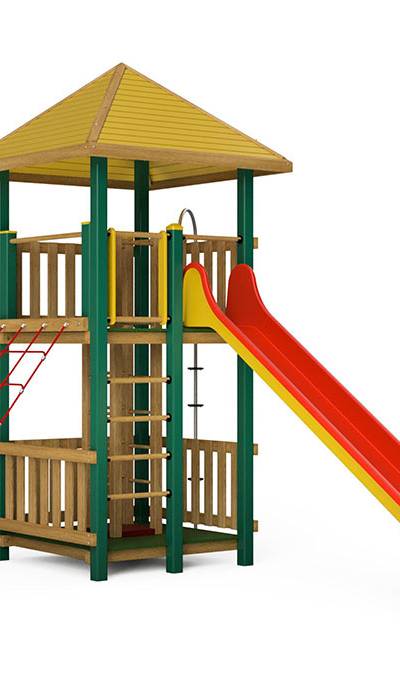 Spielturm-Kombination Holz/Aluminium