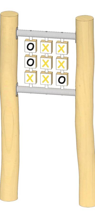 Spiel Tic-Tac-Toe, Drehhölzer Alu-Dibond, mit 2 Pfosten