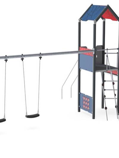 Spielturm mit Doppelschaukel PCM110721
