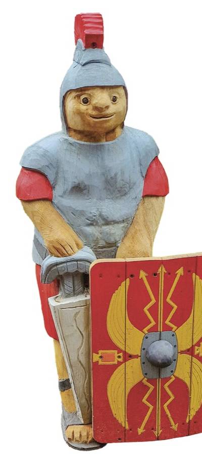 Schnitzfigur Legionär mit Schwert -