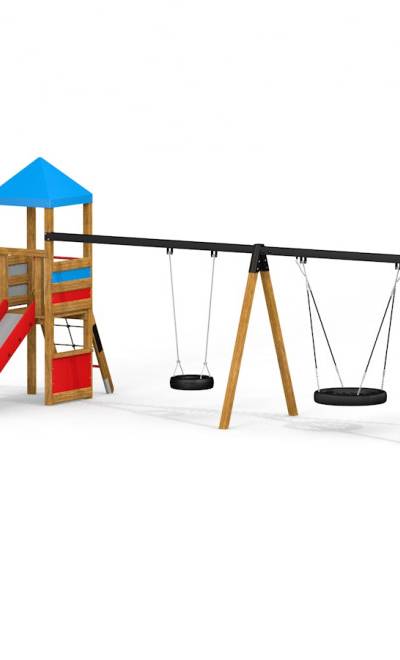 Logo Spielturm mit Vogelnestschaukel (BNS 90 cm)