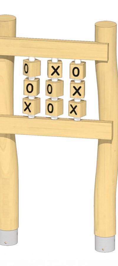 Spiel Tic-Tac-Toe, Drehwürfel konturgefräst, mit 2 Pfosten
