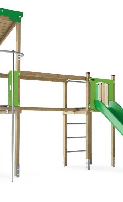 2-Turm-Spielanlage mit Feuerwehrrutschstange KPW201501
