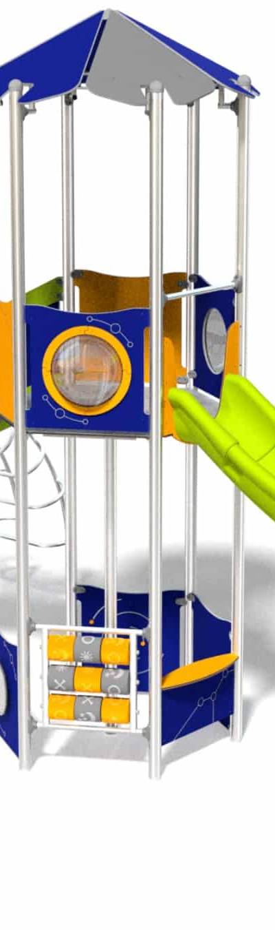 Großer Turm mit Rutsche und Brücke für Spielplatz