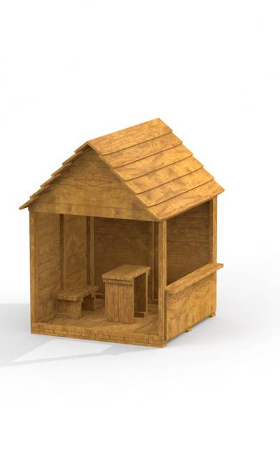 Spielhaus mit Tisch und Stuhl