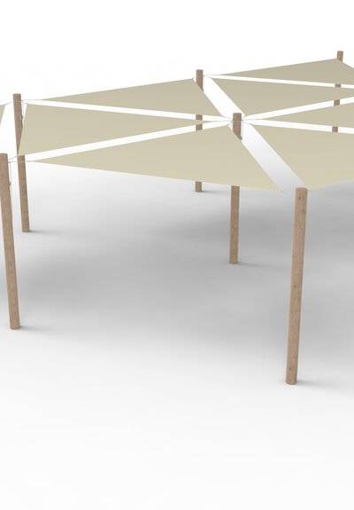 PE-Sonnensegel-System 8 Segel (3x3x3 m) + 9 Pfosten