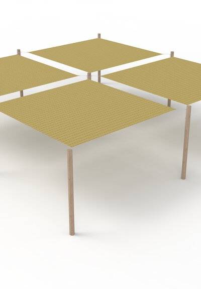 HDPE-Sonnensegel-System 4 Segel (3.6x3.6 m) + 9 Pfosten